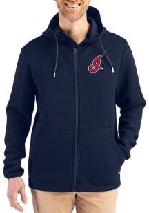 Cutter and Buck Cleveland Guardians Mens Navy Blue Cooperstown Epic Comfort Full Zip Light Weight..