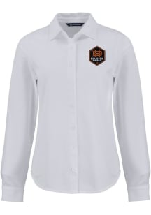 Cutter and Buck Houston Dynamo Womens Advantage Soft Pique Long Sleeve White Dress Shirt
