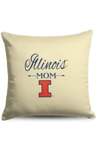 Illinois Fighting Illini Mom 18x18 Throw Pillow - White
