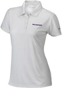 Columbia K-State Wildcats Womens White Heat Seal Birdie Short Sleeve Polo Shirt