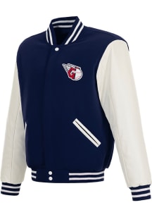 Cleveland Guardians Mens Navy Blue Reversible Varsity Medium Weight Jacket