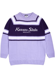 Charlie Hustle K-State Wildcats Mens Lavender Script Sweater Long Sleeve Sweater
