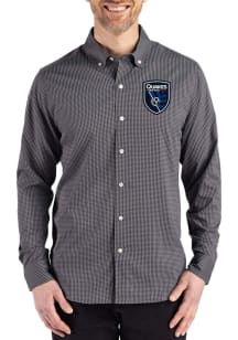 Cutter and Buck San Jose Earthquakes Mens Black Skyline Long Sleeve Dress Shirt