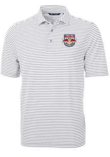 Cutter and Buck New York Red Bulls Grey Virtue Eco Pique Stripe Big and Tall Polo