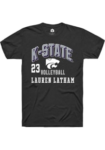 Lauren Latham K-State Wildcats Black NIL Arch Logo Short Sleeve Player T Shirt