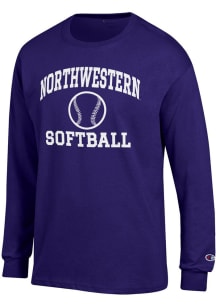 Champion Northwestern Wildcats Purple Softball Icon Jersey Long Sleeve T Shirt