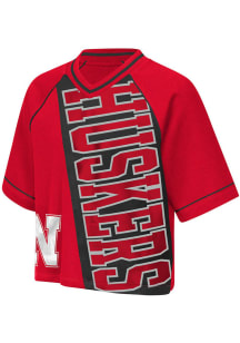 Nebraska Cornhuskers Girls Red Corner Back Short Sleeve Fashion T-Shirt
