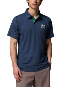 Columbia Notre Dame Fighting Irish Mens Navy Blue Tech Trail Short Sleeve Polo