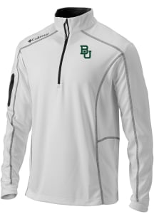 Columbia Baylor Bears Mens White Heat Seal Omni Wick Shotgun Long Sleeve Qtr Zip Pullover