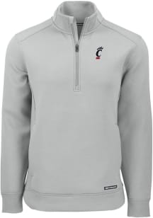 Cutter and Buck Cincinnati Bearcats Mens Ash Roam Long Sleeve Qtr Zip Pullover