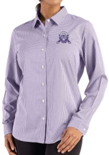 Cutter and Buck Northwestern Wildcats Womens Vault Epic Confidence Gingham Long Sleeve Purple Dres..