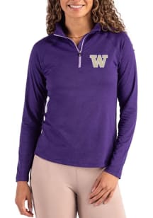 Cutter and Buck Washington Huskies Womens Purple Coastline Qtr Zip