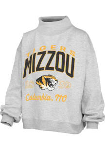 Pressbox Missouri Tigers Womens Ash Lingo Mock Neck Crew Sweatshirt