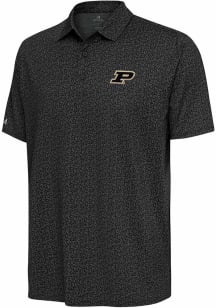 Antigua Purdue Boilermakers Mens Charcoal Blooming Short Sleeve Polo