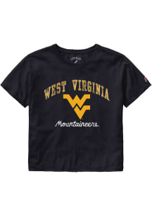 League West Virginia Mountaineers Womens Navy Blue Clothesline Crop Short Sleeve T-Shirt