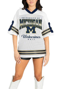Michigan Wolverines Womens Gameday Couture Squad Mentality Fashion Football Jersey - White
