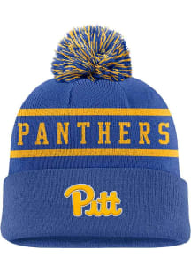 Nike Pitt Panthers Blue Peak Pom Beanie Mens Knit Hat