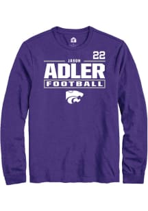 Jason Adler K-State Wildcats Purple Football NIL Stacked Box Long Sleeve Player T Shirt