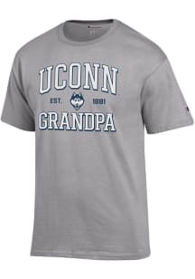 Champion UConn Huskies Grey Est. Date Grandpa Jersey Short Sleeve T Shirt