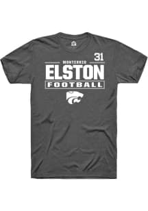 Monterrio Elston K-State Wildcats Dark Grey Football NIL Stacked Box Short Sleeve Player T Shirt