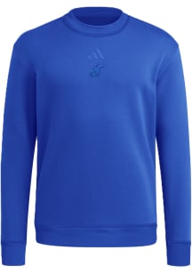 Adidas Kansas Jayhawks Mens Blue Ultimate365 Cozy Long Sleeve Crew Sweatshirt