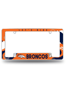 Denver Broncos All Over Chrome License Plate Frame - Orange