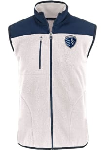 Cutter and Buck Sporting Kansas City Mens White Cascade Sherpa Sleeveless Jacket