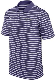 Nike TCU Horned Frogs Mens Purple Victory Stripe Wordmark Short Sleeve Polo
