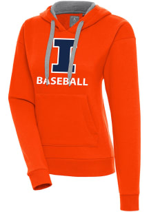 Antigua Illinois Fighting Illini Womens Orange Baseball Victory Hooded Sweatshirt
