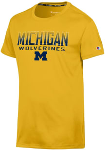 Champion Michigan Wolverines Yellow Flat Name Athletic Short Sleeve T Shirt