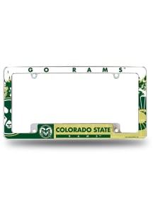 Colorado State Rams Primary All Over Chrome License Plate Frame - White
