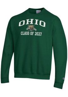 Champion Ohio Bobcats Mens Green Primary Class of 2027 Powerblend Long Sleeve Crew Sweatshirt