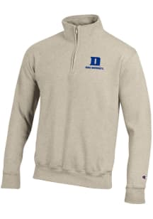 Champion Duke Blue Devils Mens Oatmeal Embroidered Logo Long Sleeve Qtr Zip Pullover