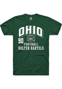 Kolten Bartels Ohio Bobcats Green Football NIL Arch Logo Short Sleeve Player T Shirt