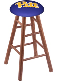 Pitt Panthers Round Cushion Oak Pub Stool - Brown