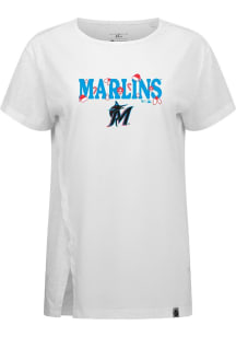 Levelwear Miami Marlins Womens White Influx Festive Short Sleeve T-Shirt