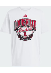 Adidas Louisville Cardinals White 2026 Baseball Dugout Refresh Short Sleeve T Shirt