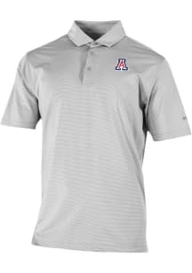 Columbia Arizona Wildcats Mens Grey Heat Seal Double Hit Short Sleeve Fashion Polo