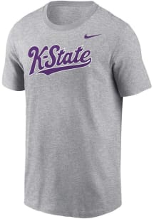 Nike K-State Wildcats Grey Heather DriFit Cotton K-State Script Short Sleeve T Shirt