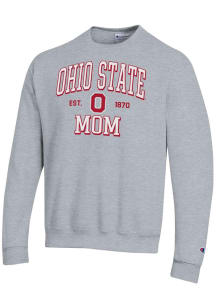 Champion Ohio State Buckeyes Mens Grey EST Date Mom Powerblend Long Sleeve Crew Sweatshirt