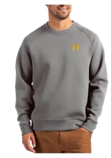 Cutter and Buck Michigan Wolverines Mens Graphite Vault Roam Long Sleeve Crew Sweatshirt