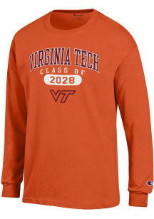 Champion Virginia Tech Hokies Orange Class of 2028 Jersey Long Sleeve T Shirt