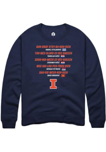 Rally  Illinois Fighting Illini Mens Navy Blue NIL One-Off Player Crew