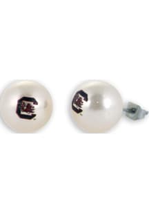 South Carolina Gamecocks Logo Pearl Stud Womens Earrings