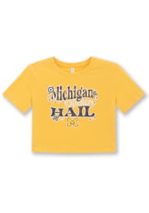 Michigan Wolverines Girls Yellow Ballpark Short Sleeve Tee