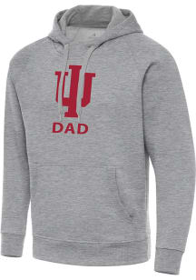 Antigua Indiana Hoosiers Mens Grey Heather Dad Victory Long Sleeve Hoodie