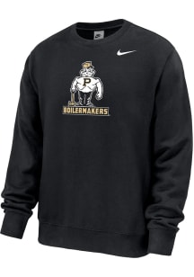 Nike Purdue Boilermakers Mens Black Retro Logo Long Sleeve Crew Sweatshirt
