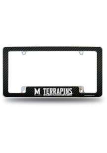 Maryland Terrapins Carbon Fiber All Over Chrome License Plate Frame - Black