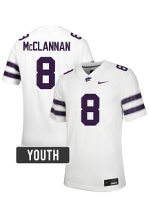 Simon McClannan K-State Wildcats Youth White Nike NIL Name And Number Football Jersey