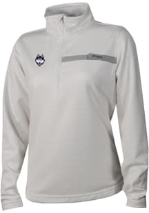 Columbia UConn Huskies Womens White Heat Seal Skiff Guide Fleece Qtr Zip